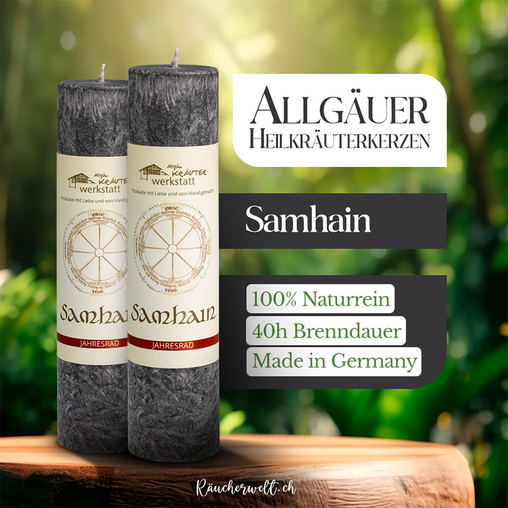 Samhain (1. November - Allerheiligen/Halloween) - Allgäuer Heilkräuterkerzen "Jahresrad"