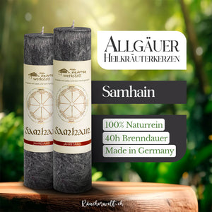 Samhain (1. November - Allerheiligen/Halloween) - Allgäuer Heilkräuterkerzen "Jahresrad"