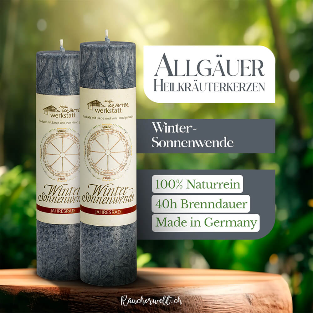 Yule (21. Dezember - Wintersonnenwende) - Allgäuer Heilkräuterkerzen "Jahresrad"